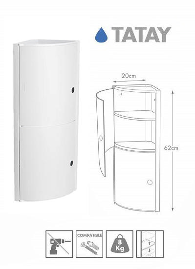 TATAY VERTICAL 2-DOORS CABINET WHITE 20X20X62.5CM