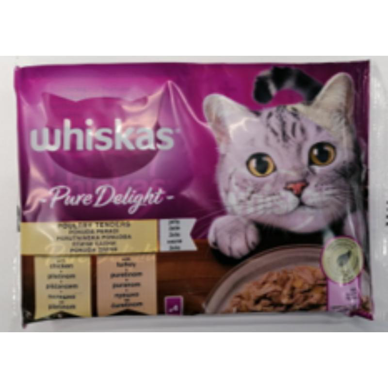 WHISKAS ΣΑΚΟΥΛΑΚΙ ΥΓΡΗ ΤΡΟΦΗ ΓΙΑ ΓΑΤΕΣ PURE DELIGHT ΜΕ ΓΕΥΣΗ ΔΙΑΦΟΡΑ ΚΡΕΑΤΙΚΑ 4Χ85ΓΡ