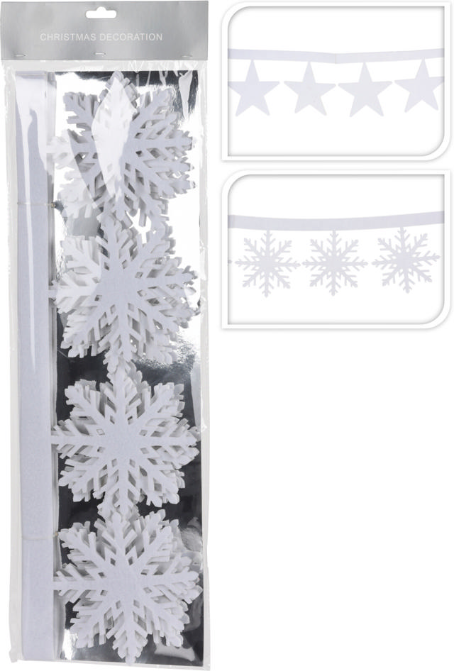 GARLAND 200X15CM WHITE 2 ASSORTED DESIGNS