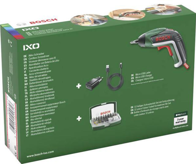 BOSCH IXO V 3.6V BIT SET & COMPACT SCREWDRIVER