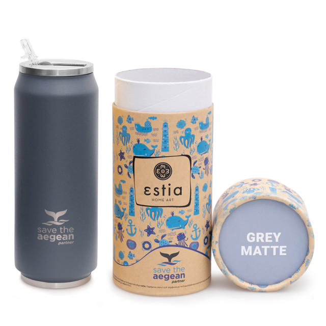 ESTIA 01-9441 TRAVEL MUG GREY SAVE THE AEGEAN 500ML