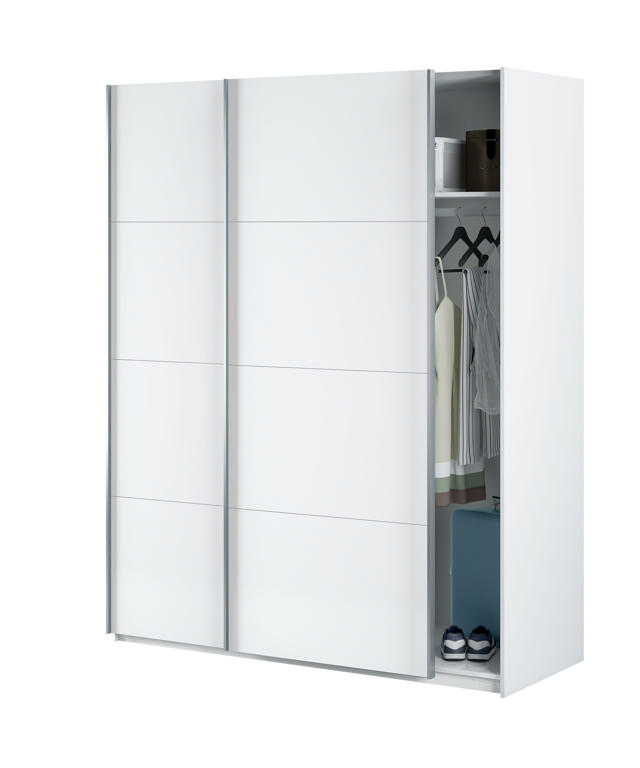 FORES WARDROBE WITH SLIDING DOORS 200X150X60CM - WHITE