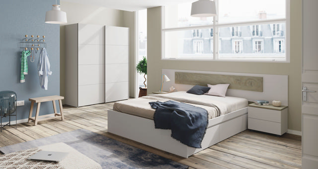 FORES WARDROBE WITH SLIDING DOORS 200X150X60CM - WHITE