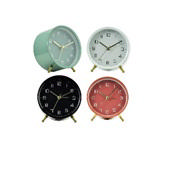 METAL ALARM CLOCK  9.7CM 4 ASSORTED COLORS