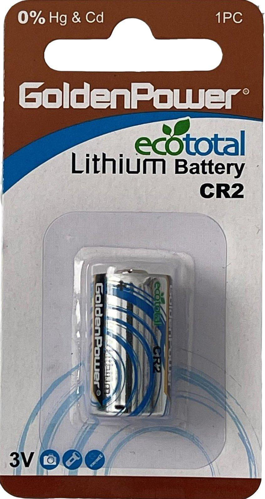 GOLDEN POWER - 1PC/CARD - CR2 - 3V ECO TOTAL LITHIUM BATTERY - HI-CAP LITHIUM