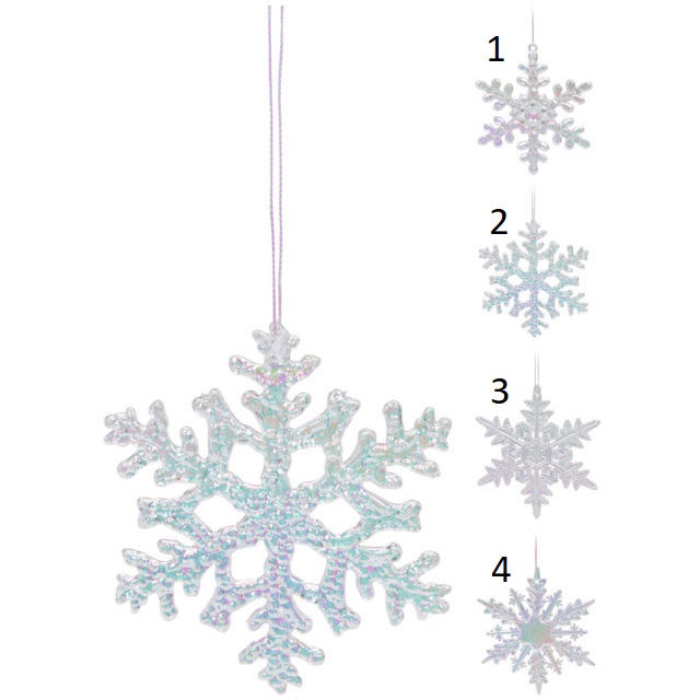 HANGING DECORATION SNOWFLAKE 10CM 4 ASSORTED DESIGNS