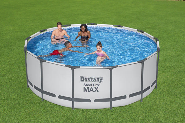 BESTWAY 5618W STEEL PRO MAX ROUND FRAME POOL 396X122CM GREY