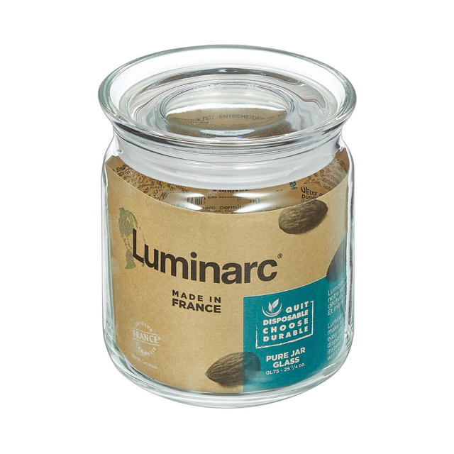 LUMINARC PURE JAR STORAGE JAR WITH GLASS LID 0.75L