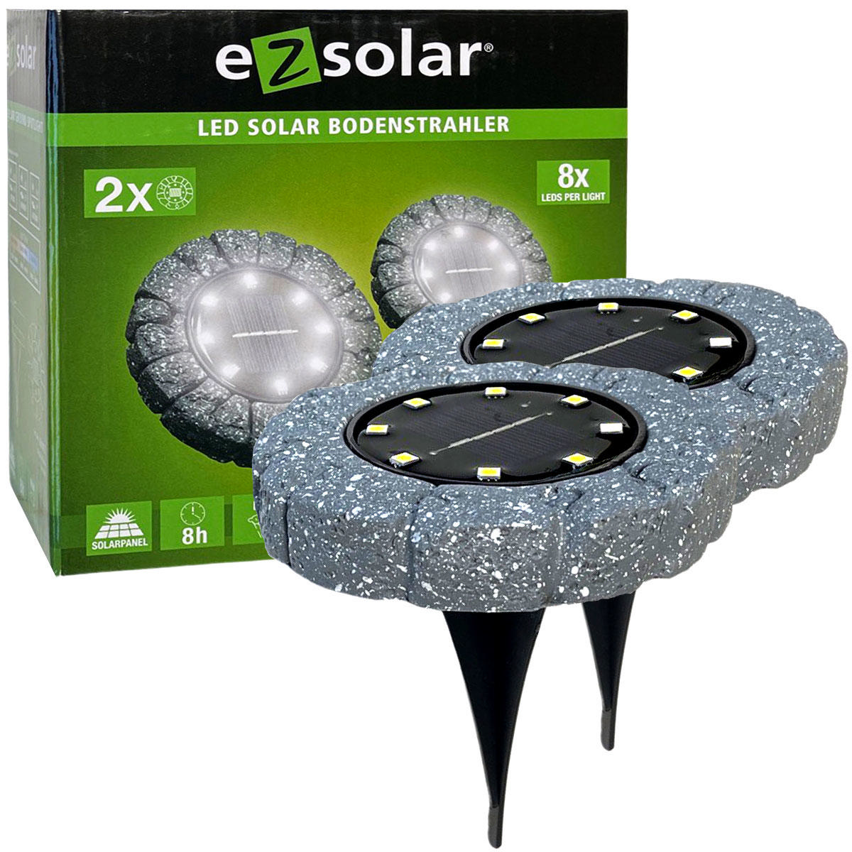 EZSOLAR ΗΛΙΑΚΑ ΦΩΤΙΣΤΙΚΑ ΔΑΠΕΔΟΥ ΓΚΡΙ ΠΕΤΡΑ ΣΕΤ 2PCS