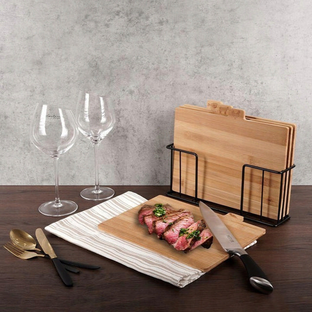 CUTTING BOARD SET BAMBOO 5PCS 28X20X7CM