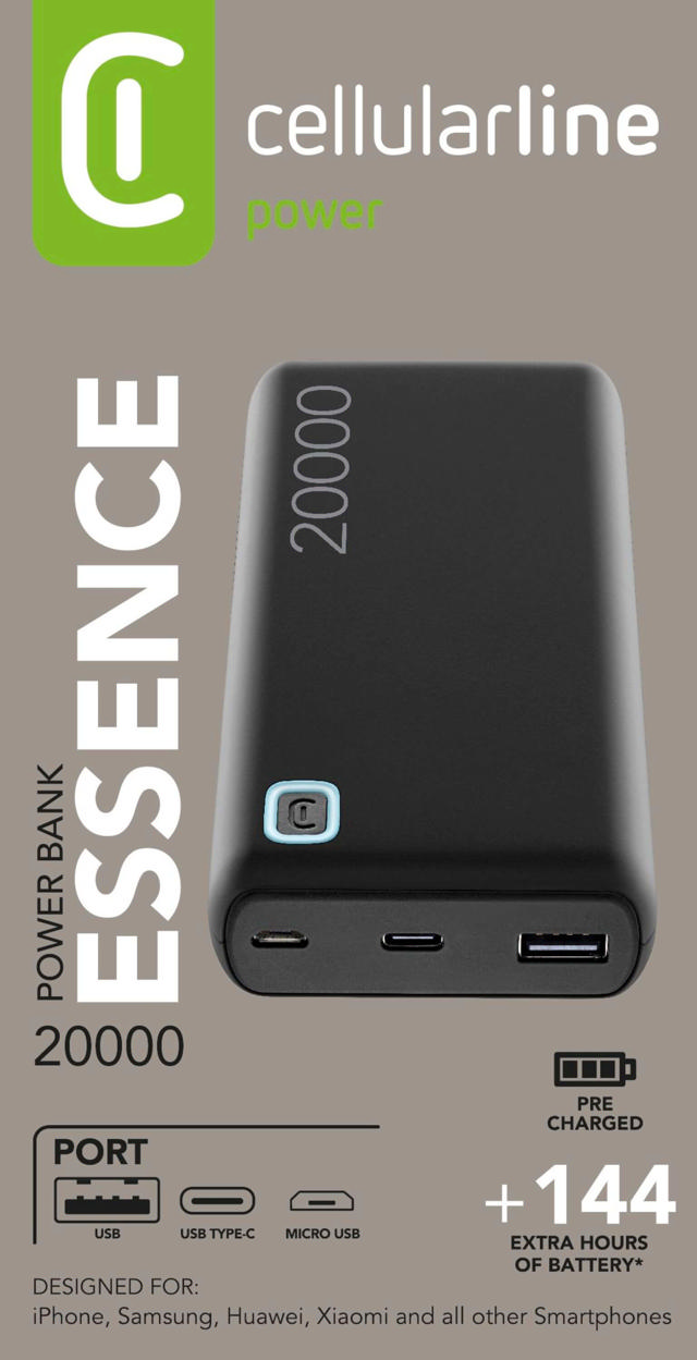 CELLULAR LINE POWER BANK THUNDER 20000mAh ΜΑΥΡΟ