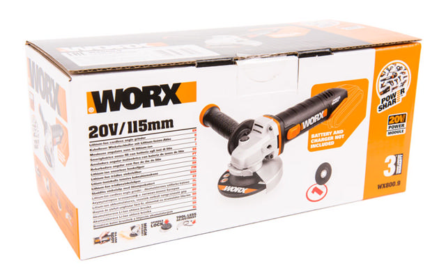 WORX WX800.9 ΗΛΕΚΤΡΙΚΟΣ ΓΩΝΙΑΚΟΣ ΤΡΟΧΟΣ 115MM SOLO 20V - ΧΩΡΙΣ ΜΠΑΤΑΡΙΑ