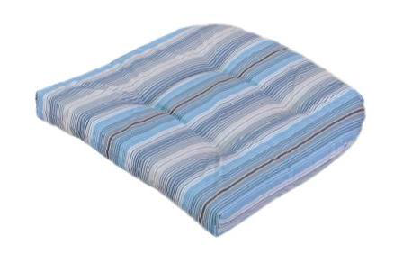 CUSHION SEAT 40X40X5CM STRIPE BLUE/IVORY