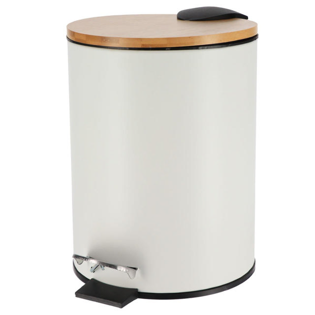 PEDAL BIN SC 2.5L WHITE /BAMBOO