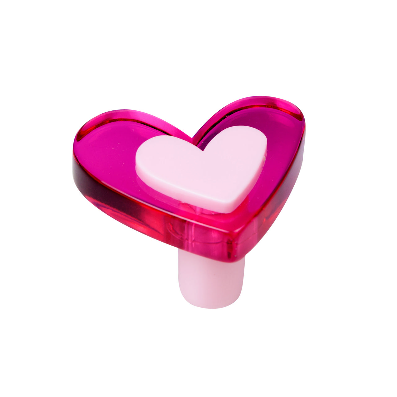 KNOB MAGENTA HEART ACRYLIC