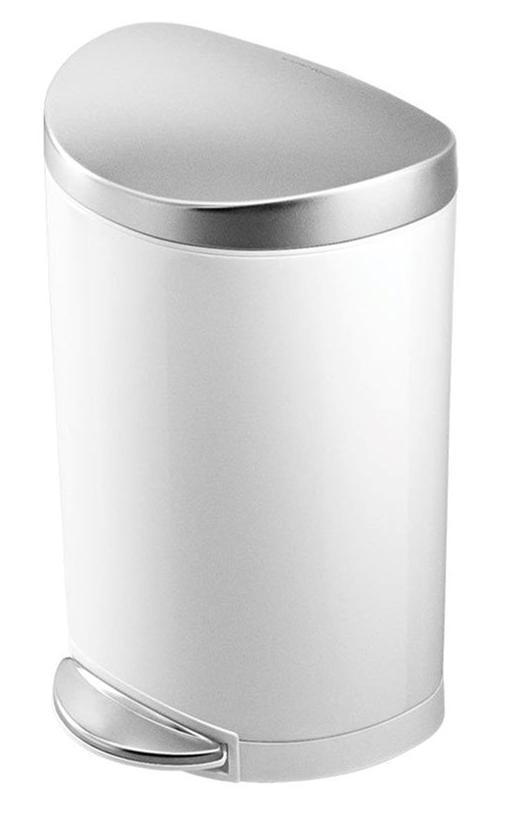 SIMPLEHUMAN SEMI-ROUND PEDAL BIN 10L - WHITE