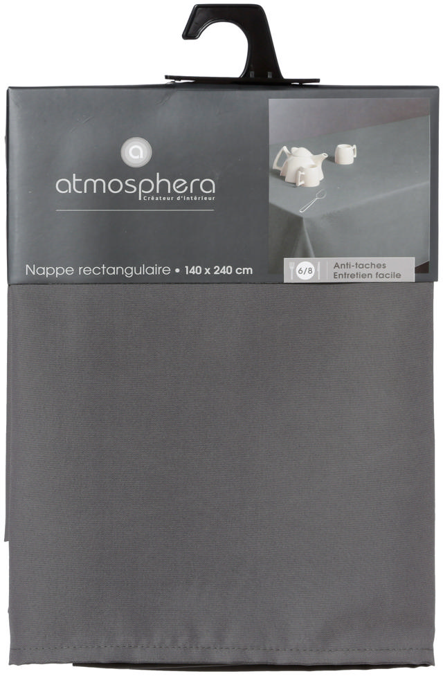 ATMOSPHERA ANTI-STAIN TABLECLOTH 140X240CM LIGHT GREY