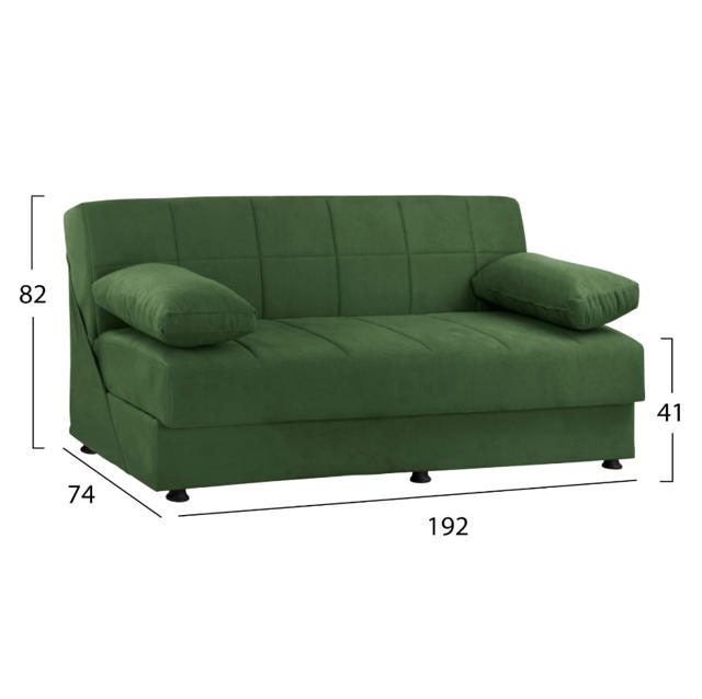 EGE 1214 HM3067.07 SOFA BED 3 SEATS STORAGE VELVET - GREEN