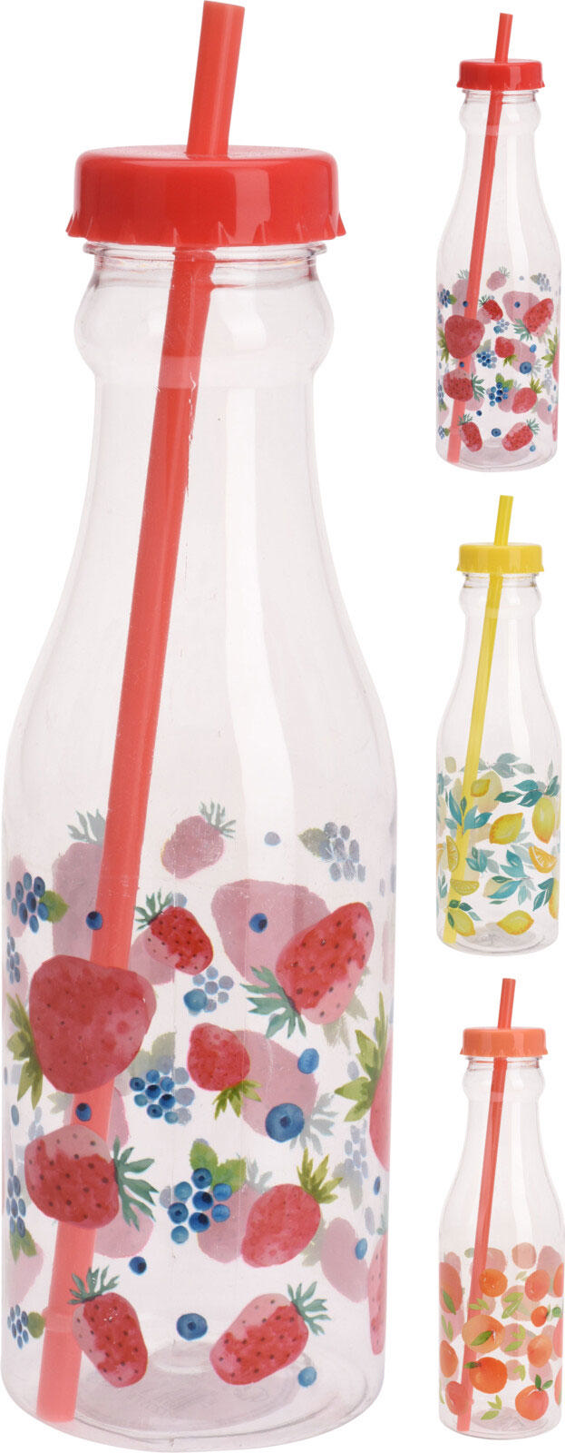 DRINKING BOTTLE WITH STRAW 650ML 3 ASSORTED DESIGNS