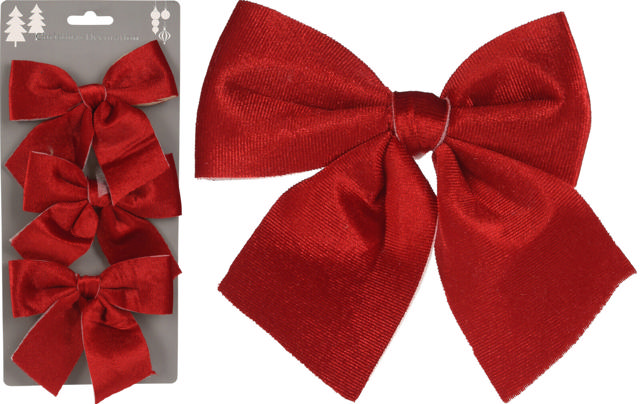 BOW VELVET RED SET OF 3PCS