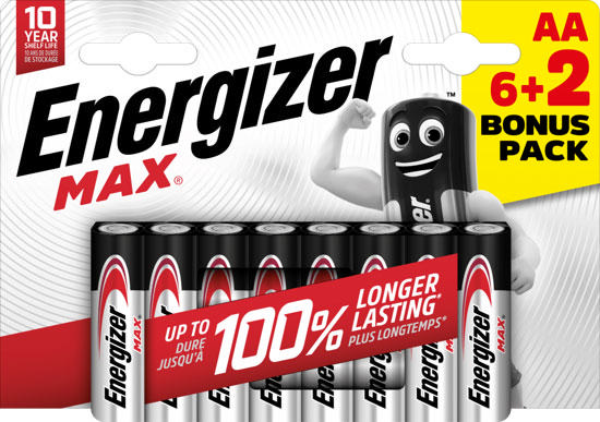 ENERGIZER BATTERIES MAX AA (8PCS) 6+2 FREE