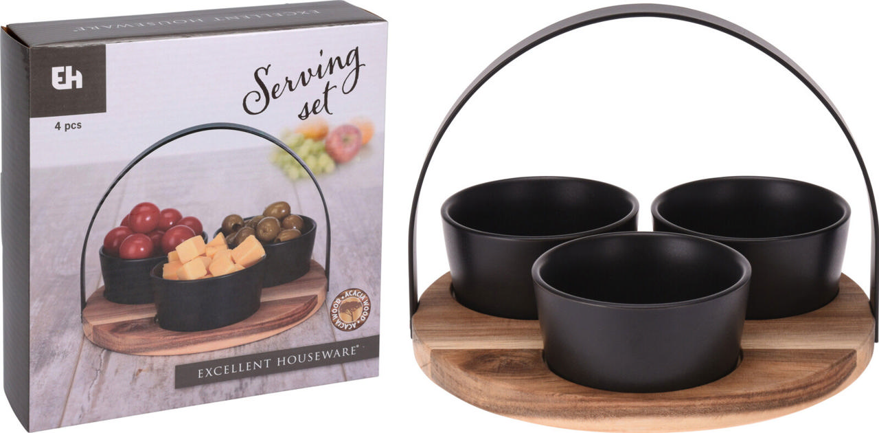 SERVING SET STONEWARE 4PCS