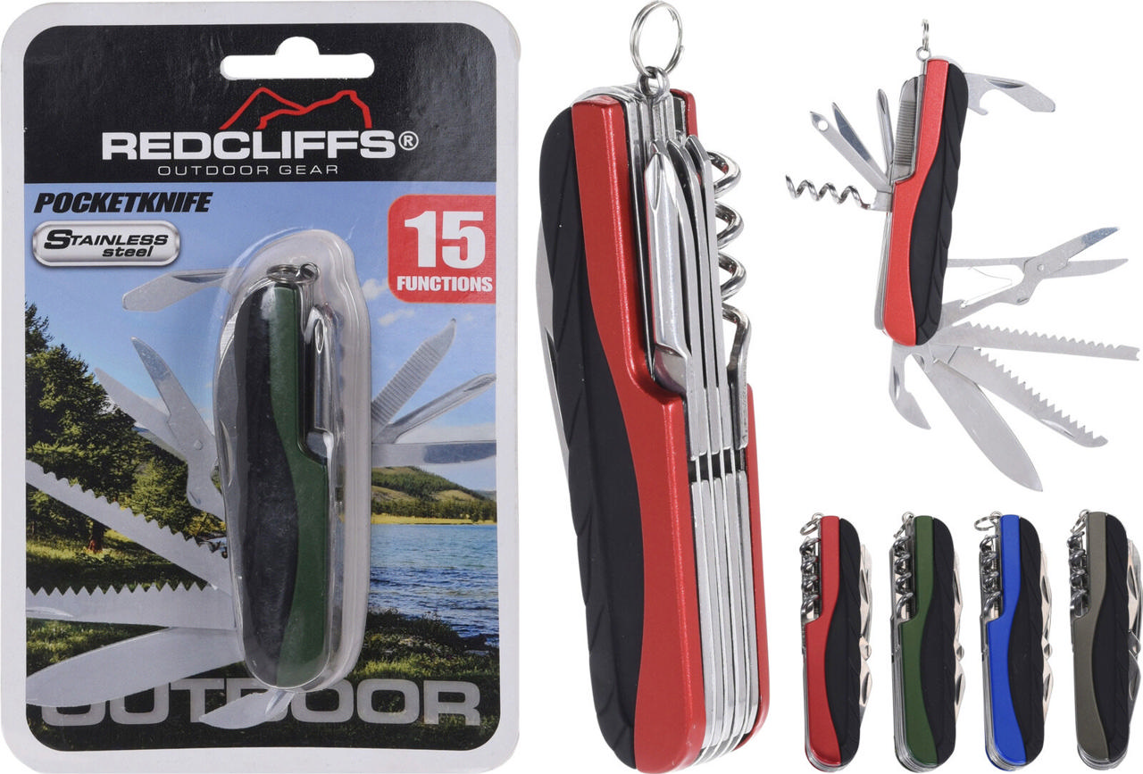 POCKET KNIFE 15 FUNCTIONS 4 ASSORTED COLORS