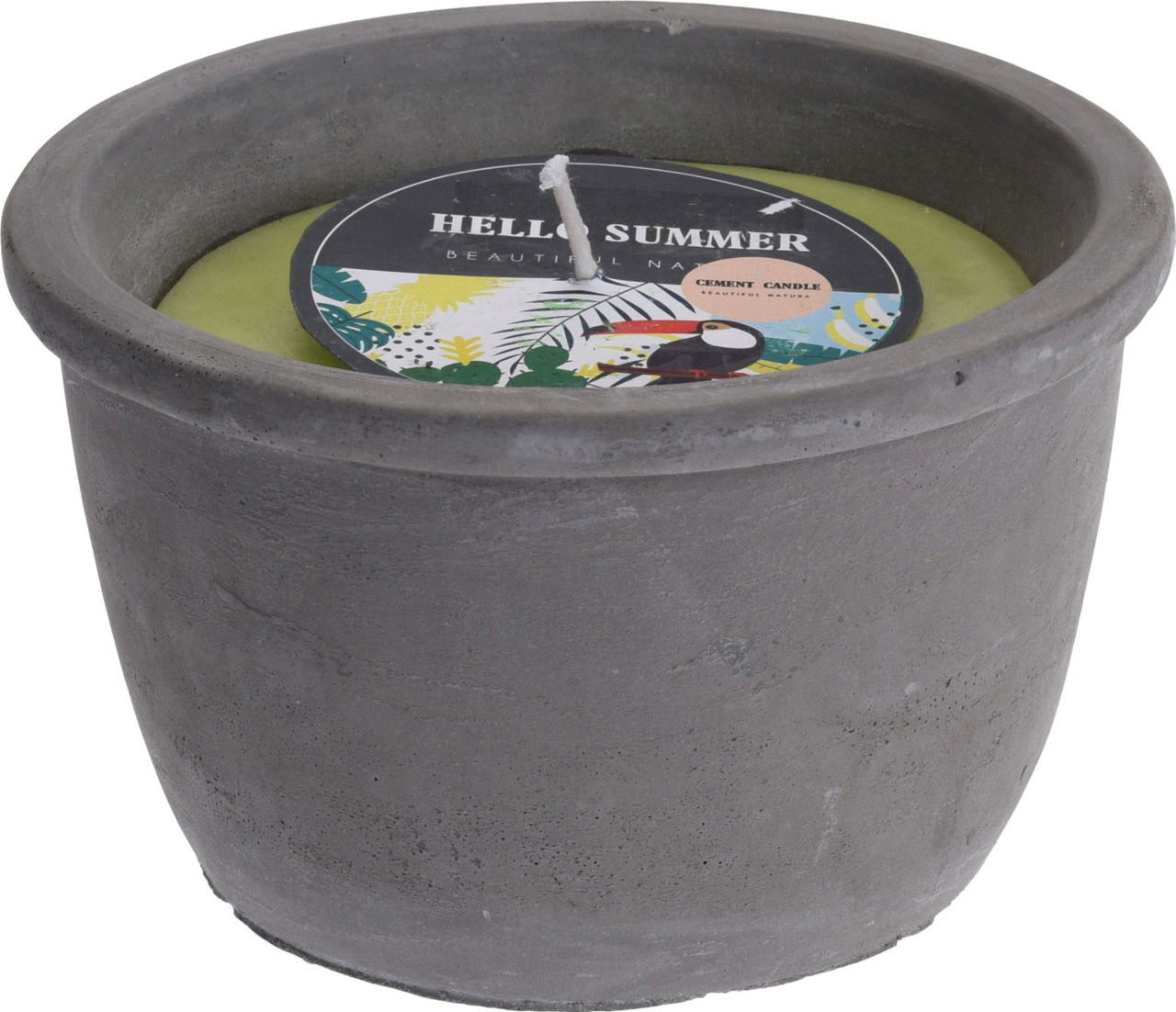 CANDLE IN CEMENT POT GREEN
