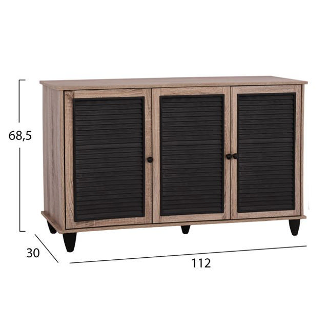 SHOE CABINET WITH 3 DOORS SONAMA OAK/BLACK 112X30X68.5CM