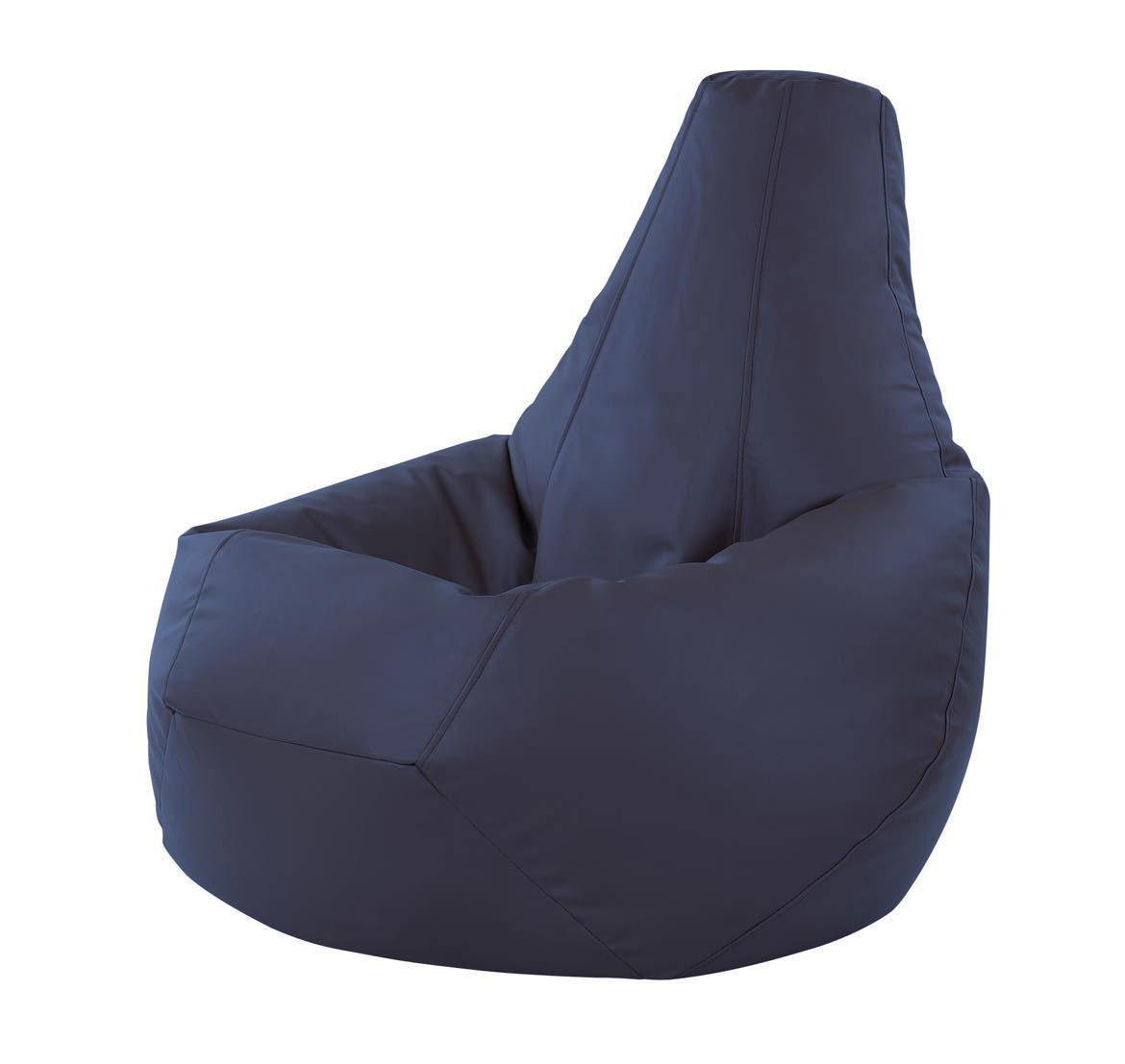 LEATHERETTE POUF NAVY BLUE