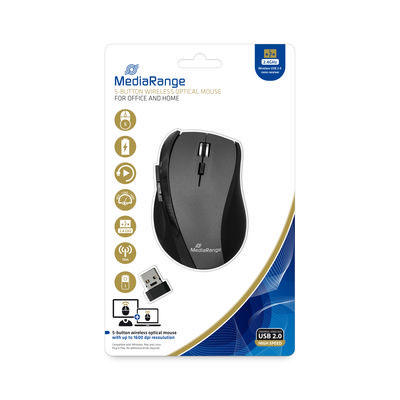 MEDIARANGE OPTICAL 5 BUTTON MOUSE WIRELESS