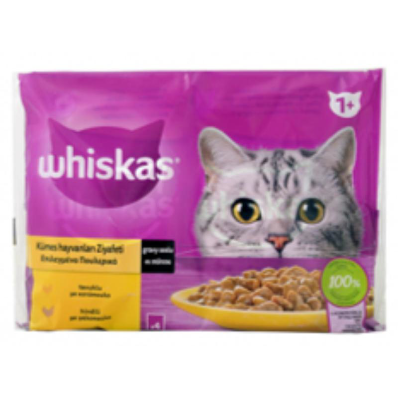 WHISKAS POUCH WET CAT FOOD POULTRY SELECTION 4X85G