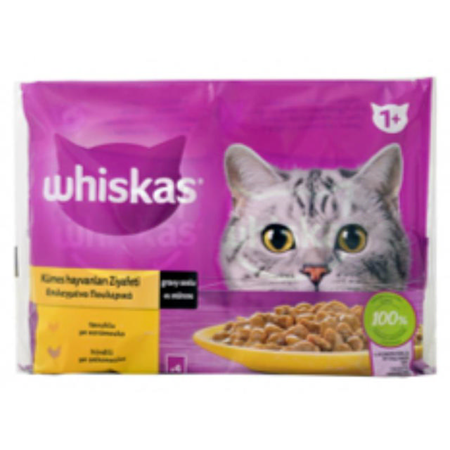 WHISKAS ΣΑΚΟΥΛΑΚΙ ΥΓΡΗ ΤΡΟΦΗ ΓΙΑ ΓΑΤΕΣ ΜΕ ΓΕΥΣΗ ΔΙΑΦΟΡΑ ΠΟΥΛΕΡΙΚΑ 4Χ85ΓΡ