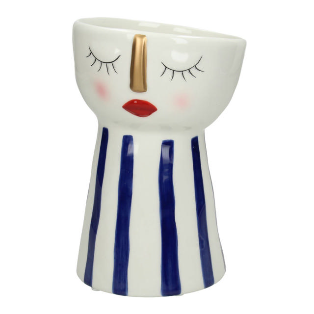 KERSTEN PLANTER FACE BLUE 12X12.8X18.4CM