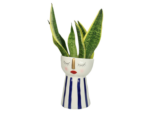 KERSTEN PLANTER FACE BLUE 12X12.8X18.4CM