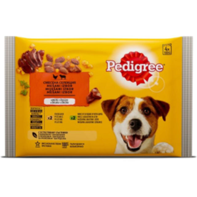 PEDIGREE POUCH WET ADULT DOG FOOD CHICKEN, LAMB LIVER 4X100G