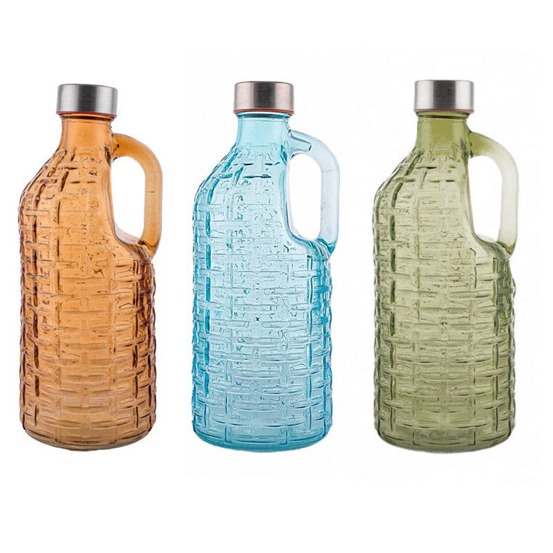 MV TOSCANY GLASS WATER BOTTLE 1L 3 ASSORTED COLORS
