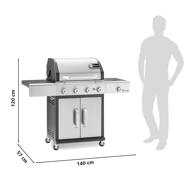 LANDMANN TRITON GAS BBQ 4 BURNERS + SIDE BURNER 12KW 