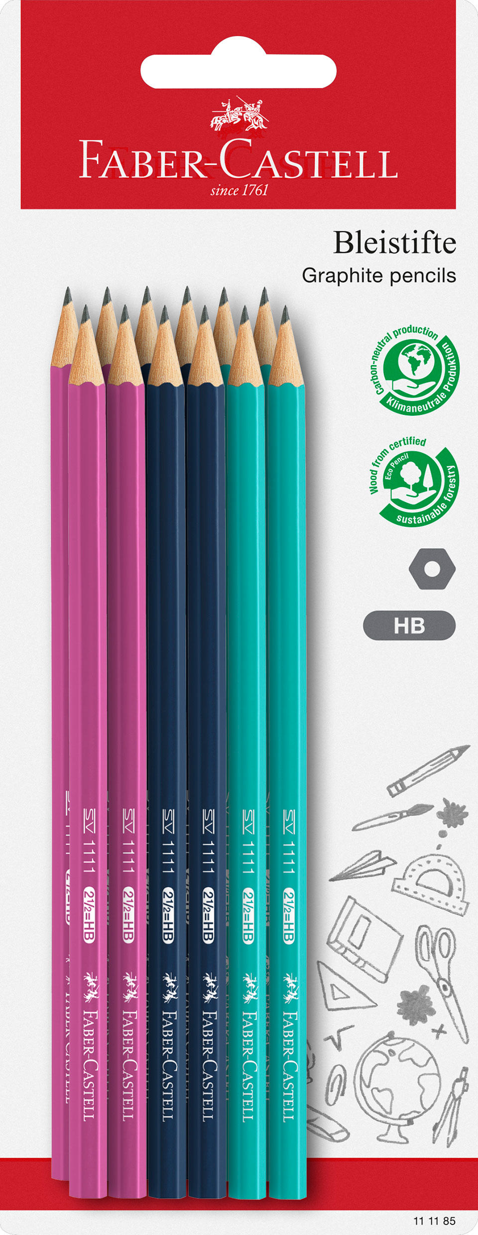 FABER CASTELL GRAPHITE PENCILS 12PCS COLOR