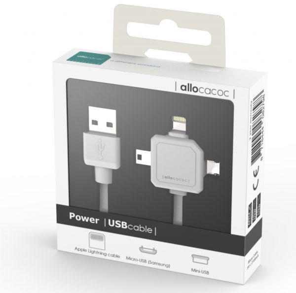 POWERCUBE USB ΚΑΛΩΔΙΟ 3 ΣΕ 1 ΑΣΠΡΟ