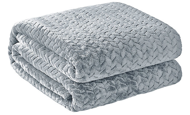 JACQUARD FLANNEL BLANKET 150X220CM GREY