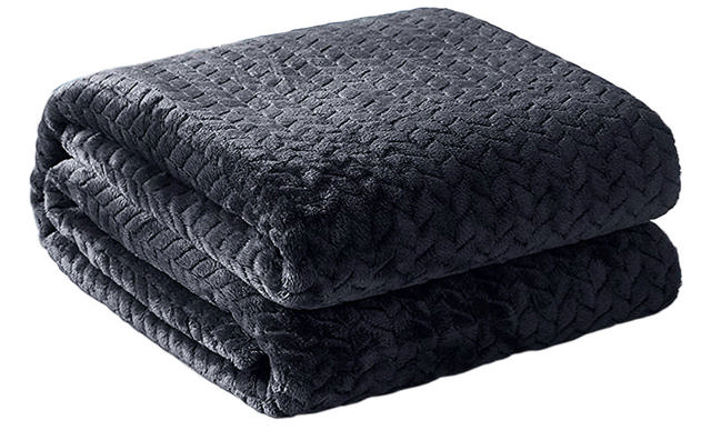 JAQUARD FLANNEL BLANKET 200X220CM BLUE-BLACK