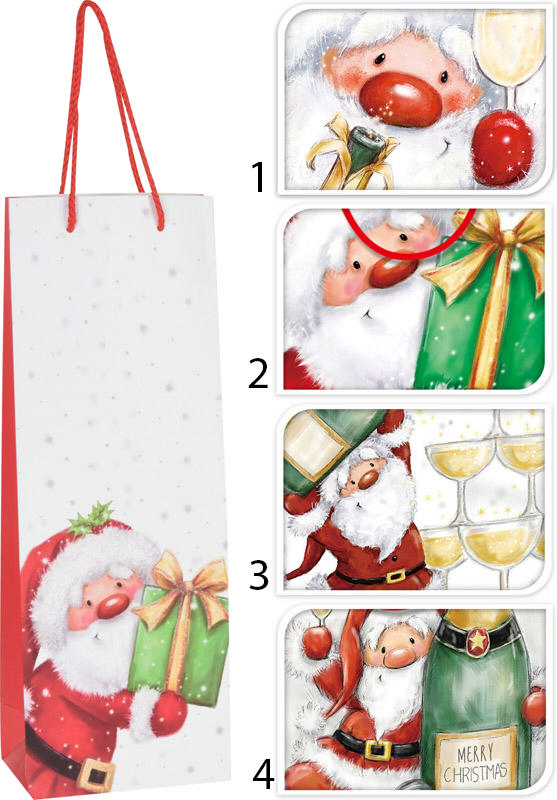 GIFT BAG FOR BOTTLE 128X360X84MM 4ASS