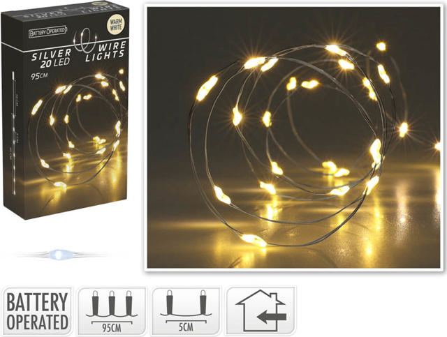 SILVER WIRE 20LED WARM WHITE