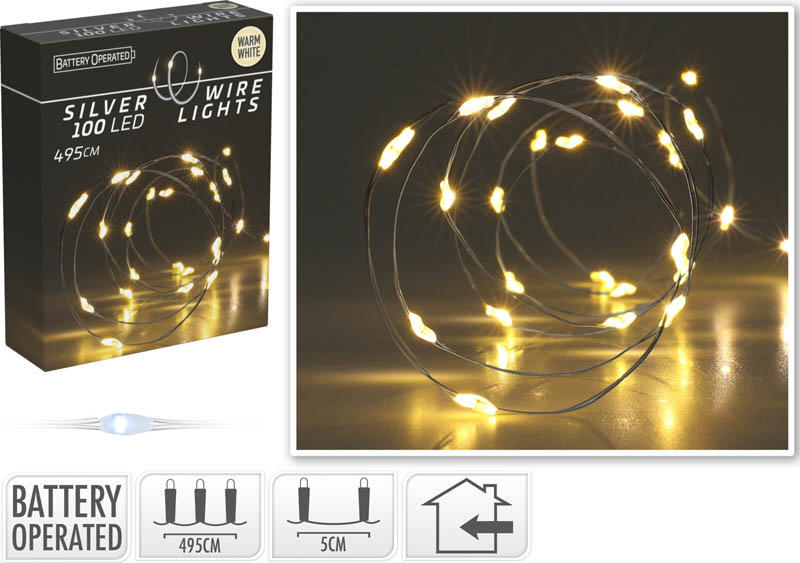 SILVER WIRE 100LED WARM WHITE