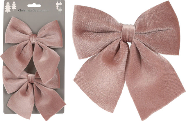 BOW VELVET SET OF 2PCS LIGHT PINK