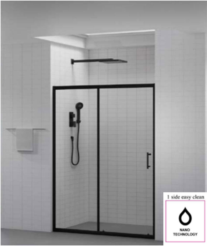 BELLAVIA CLEAR GLASS SHOWER CABIN BLACK ALUMINIUM 6MM 116-121X200CM