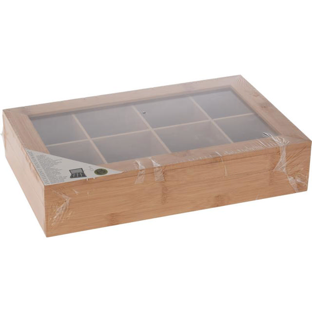 EXCELLENT HOUSEWARE TEABOX BAMBOO 8 COMPARTMENTS