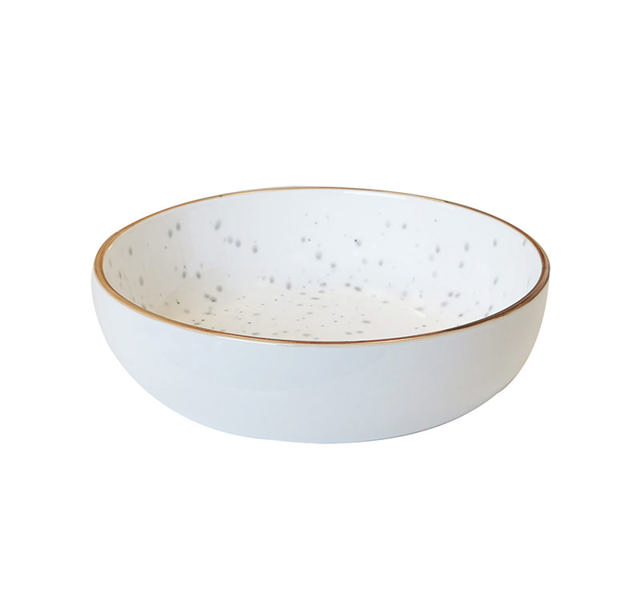 ROUND BOWL WHITE WITH BLACK SPECKLES 16X4CM