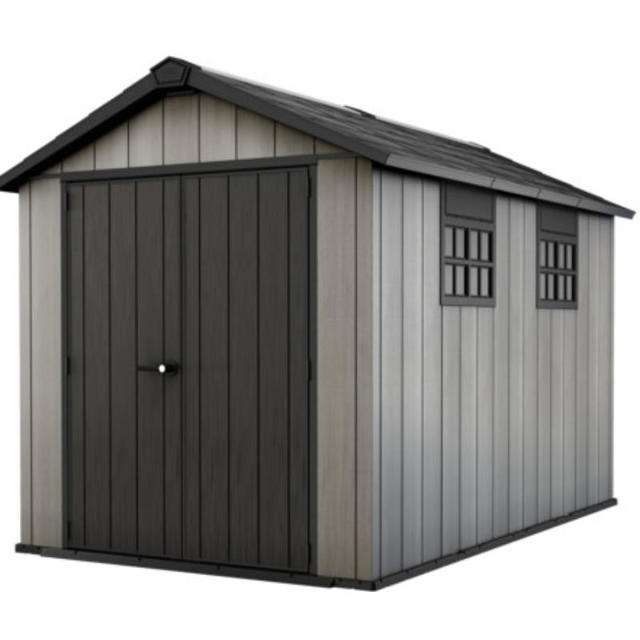 KETER OAKLAND 7513 PLASTIC SHED 7.5X13FT - WOODLOOK GREY